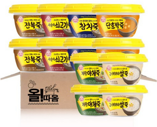 오뚜기 용기죽 6종 1호세트(전복2+쇠고기2+참치2+계란야채2+고시히카리쌀2+단호박2), 1개