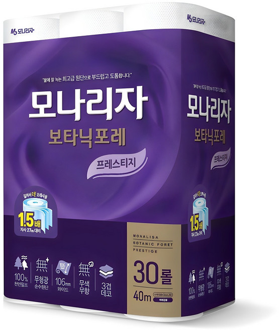 모나리자 보타닉포레 프레스티지 화장지, 40m, 30개입, 1개