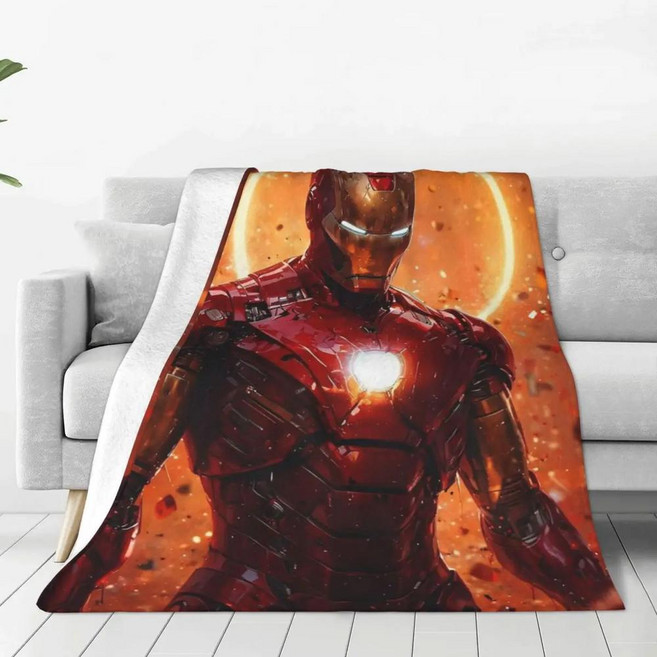 아이언 맨 영화 담요 양털 가을 플란넬 소파 자동차 침구 이불, C. 100x125cm, 14. 13, 1개