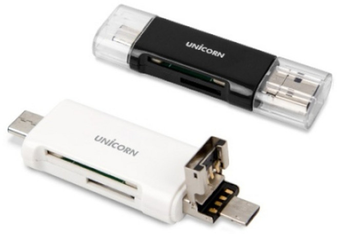 UNIC USB 마이크로SD 카드리더기 현대 기아차량 파인 아이나비 네비게이션 업그레이드 스마트폰 호환 5핀 C타입, 화이트, MXC-800, 1개