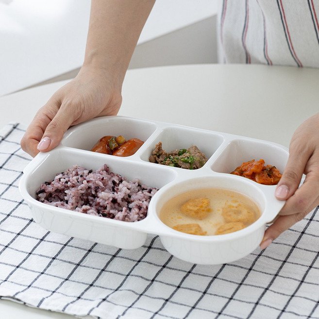 [국산] 도자기 식판 어린이 성인 다이어트 깊이 4cm, 1개, 화이트