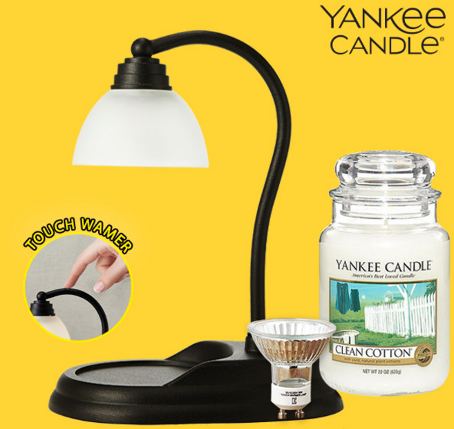 터치 빛조절 캔들워머 양키캔들 라지자 전구1개 세트, 터치 루나 블랙, 클린코튼 양키캔들 라지자