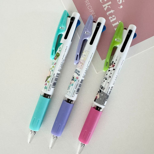 크레용 신짱 짱구 제트스트림3색볼펜 3종세트 0.5mm, 3개, 멜트초코비+파자마블록+판다