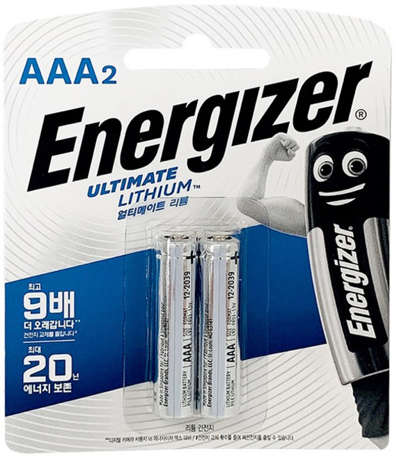 [건전지] 에너자이저 ENERGIZER 얼티메이트리튬 L92BP2 AAA사이즈 포장 2개입 1.5V, 1개
