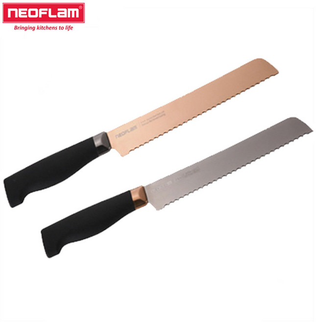 네오플램 향균 프리미엄 티타늄코팅 업소용 주방용 빵칼 8, 블랙, 1개