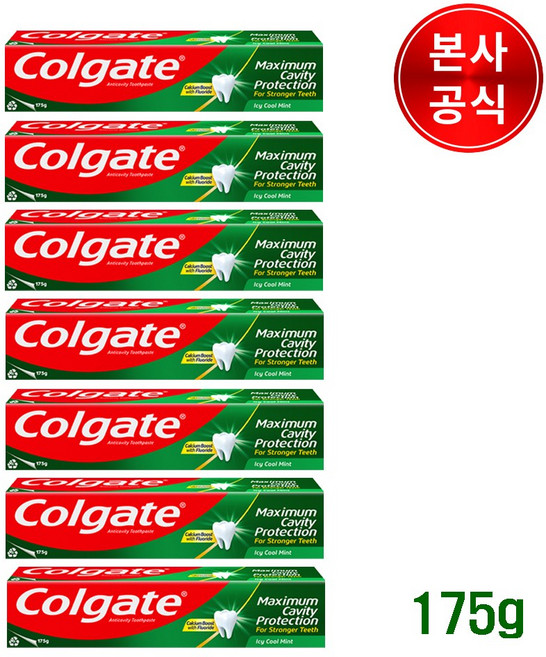 콜게이트 아이씨 쿨민트 치약, 175g, 7개