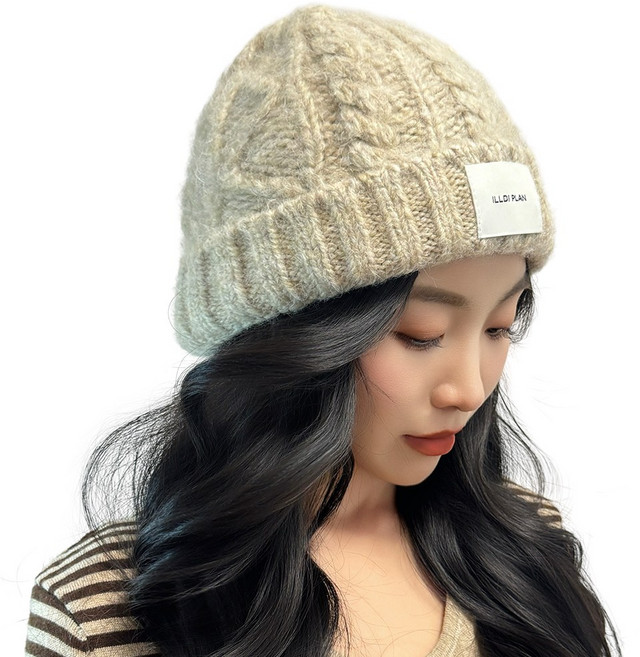 오제로 꽈배기 니트 비니 모자