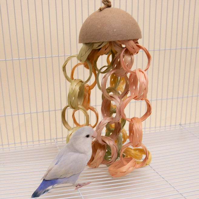 앵무새 용품 대나무 체인 해파리 장난감 새장 걸이식 풍부화 뜯뜯, 1개, 이색저색