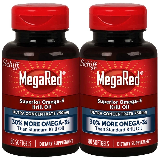 Schiff MegaRed Superior Omega 3 Krill Oil 쉬프 메가레드 오메가3 크릴오일 750mg 80소프트젤, 80정, 2팩 - 쿠팡