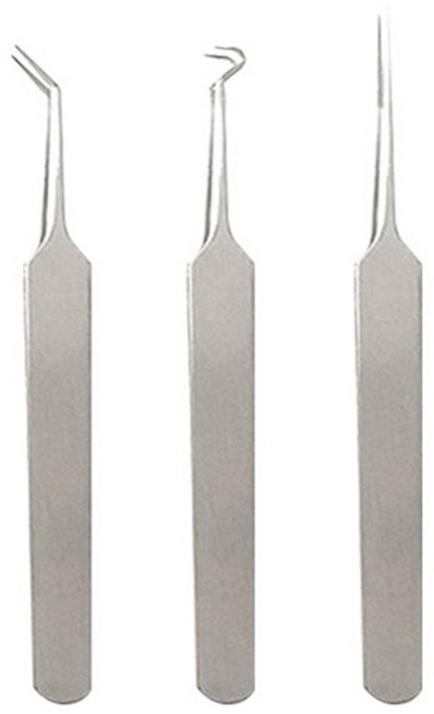 제이와이홀딩스 여드름 압출기 V형 일자형 갈고리형 핀셋 3종세트, 1개