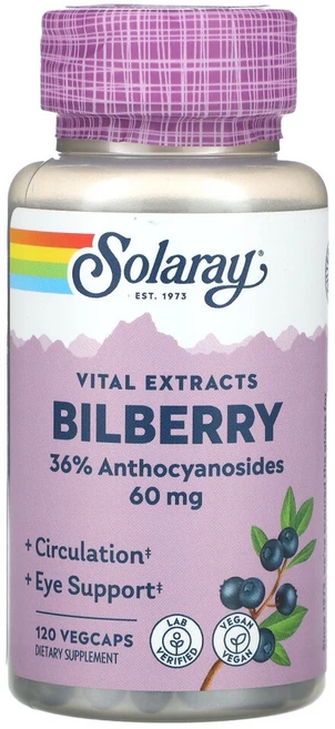 솔라레이 Vital Extracts 빌베리 60mg 베지 캡슐 120정, 1개 - 쿠팡