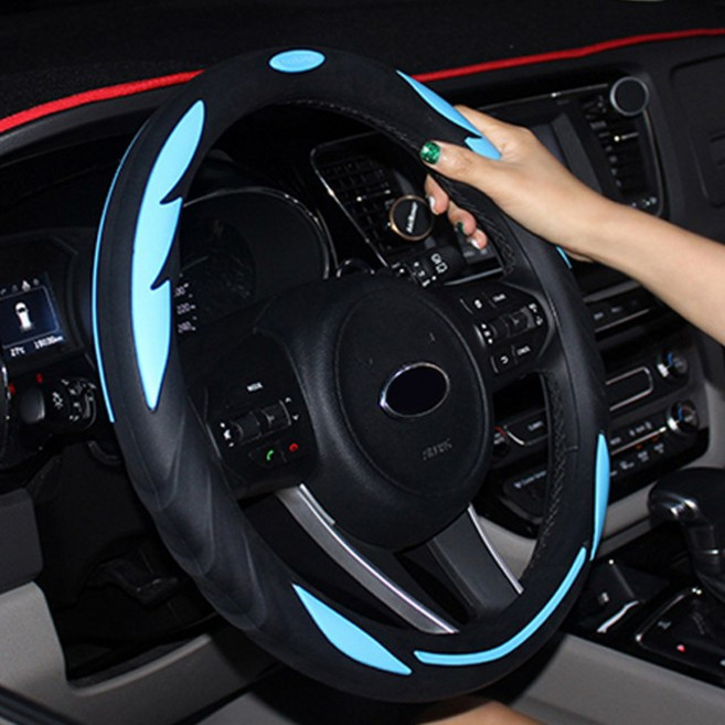 현대 기아자동차 전차종 공용 370 380 실리콘 핸들커버 KP005, 블랙그레이