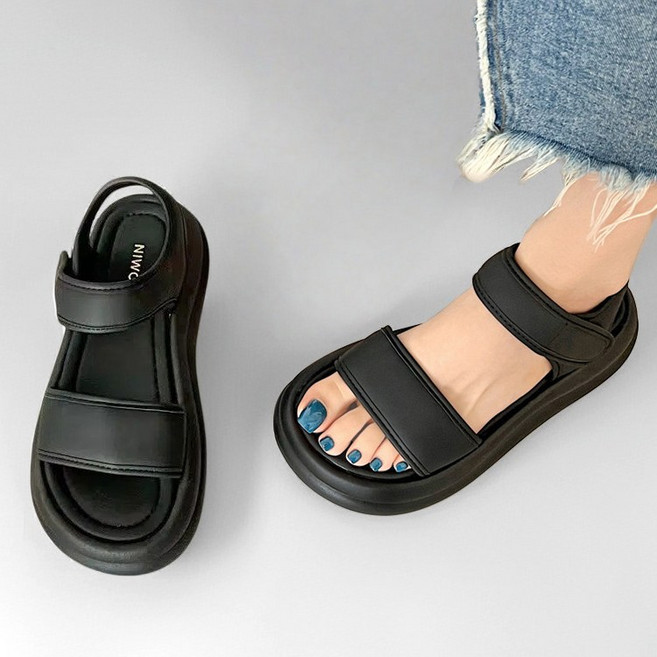 Modern Fashion 여성 심플한 벨크로 샌들 발편한 여름 신발