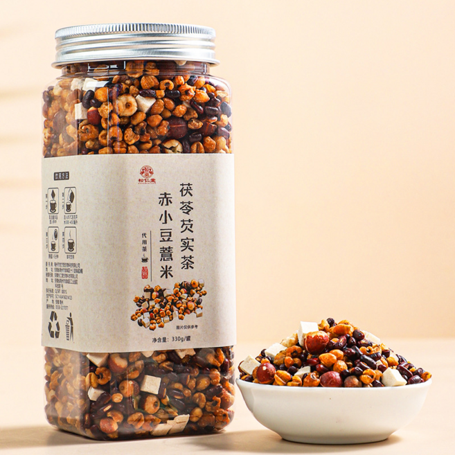 송인당 찌고 볶고 말린 복령 가시연밥차 팥율무차 비장 위에 좋은 곡물차, 3개, 1개입, 330g