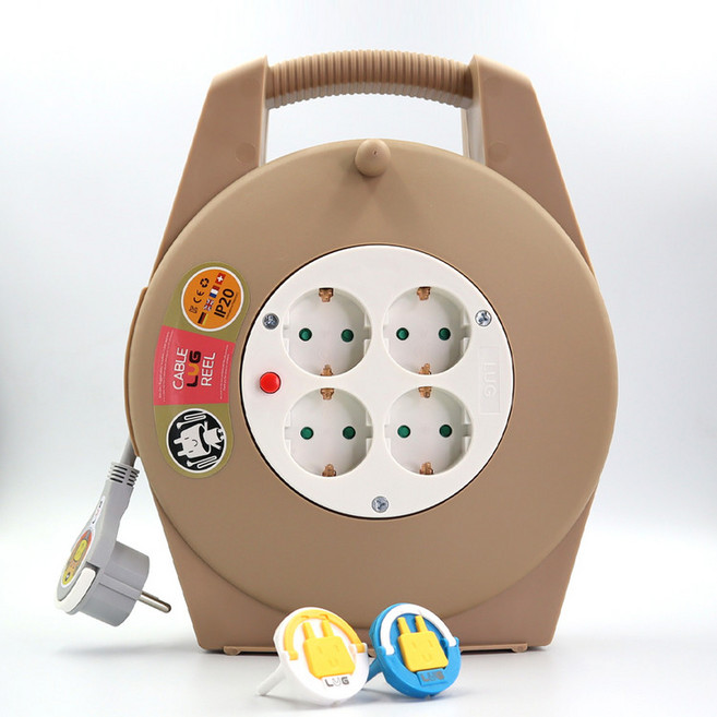 러그박스 슬림20m일반크림브라운 멀티탭/연장선/캠핑/릴선, 1개, 슬림 20M 크림브라운, 20m