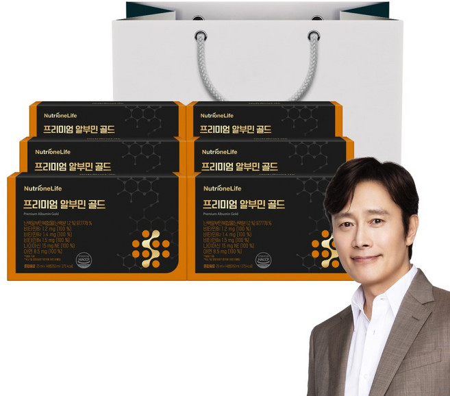 [무료배송/오늘출발] 뉴트리원 프리미엄 알부민 골드 쇼핑백 세트구성 HACCP인증 흡수 빠른 액상형 난백알부민 마시는 알부민 액상, 6개, 14회분