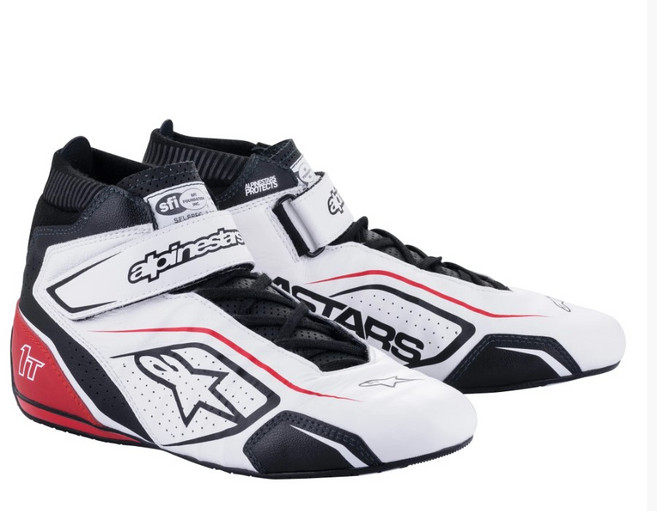 Alpinestars TECH-1 T V3 阻燃賽車鞋 FIA 8856-2018, 白黑紅,7.5, 1個