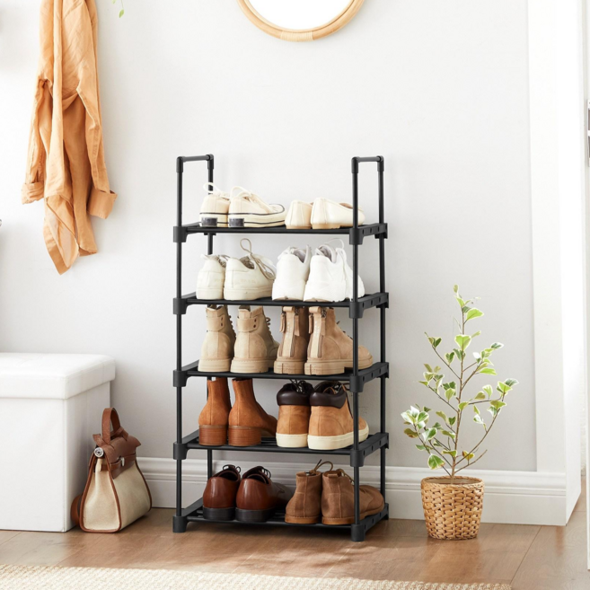 SONGMICS 간편조립 공간활용 튼튼한 다용도 신발장 신발정리대 현관신발장, 블랙, 5단