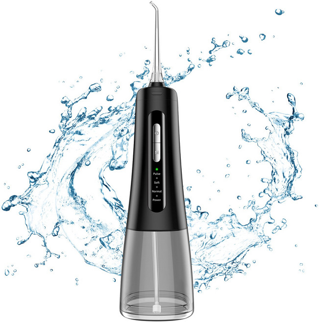 JAMJAKE 휴대용 무선 구강세정기 IPX7급 방수 스케일링 M139, 블랙