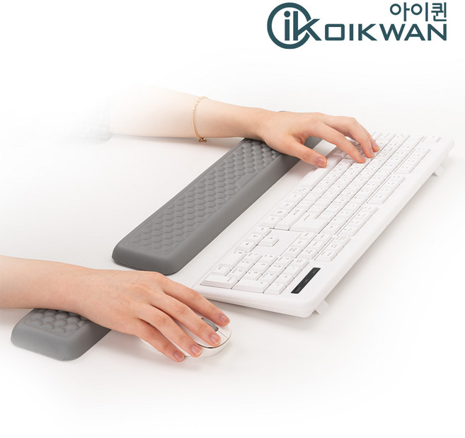 아이퀸 (가죽) 키보드 / 마우스 손목받침대 마우스패드 팜레스트 손목보호 쿠션 -단품, PU 키보드손목받침대-그레이, 1개