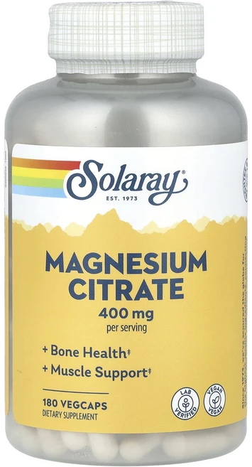 Solaray 마그네슘시트레이트 400mg 베지 캡슐 180정(캡슐당 133mg), Solaray마그네슘시트레이트400mg베지캡슐180정캡, 1개, 180정 - 쿠팡