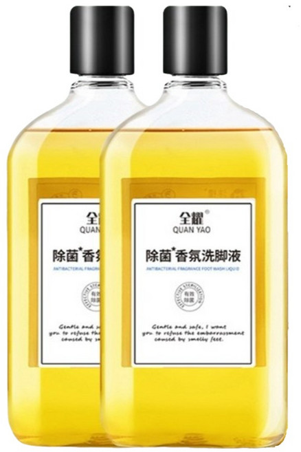 全躍 QUAN YAO 香氛洗腳液 草本溫和配方 足部潔淨除臭 兩瓶組贈搓腳墊 300ml, 2件, 兩瓶除臭洗腳液特惠裝（贈搓腳墊）, 1入