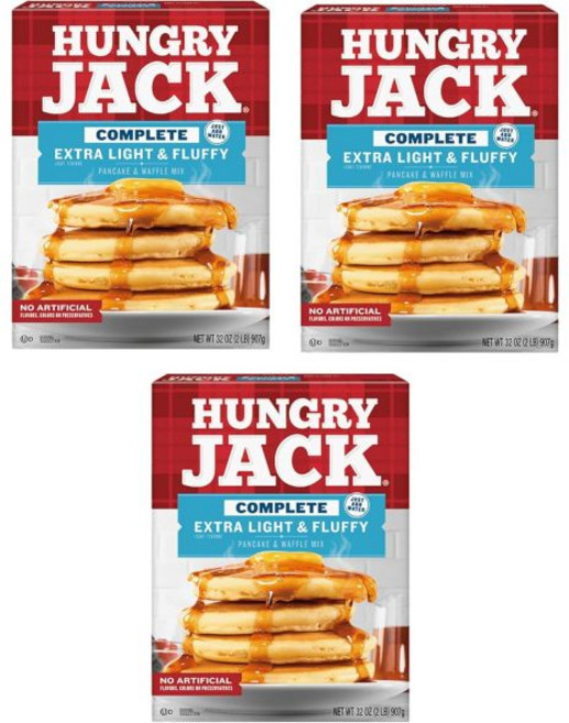 팬케이크 와플 가루 믹스 포괄적인.배고픈.잭 엑스트라 라이트 & 플러피 32온스 박스 3팩, 907g