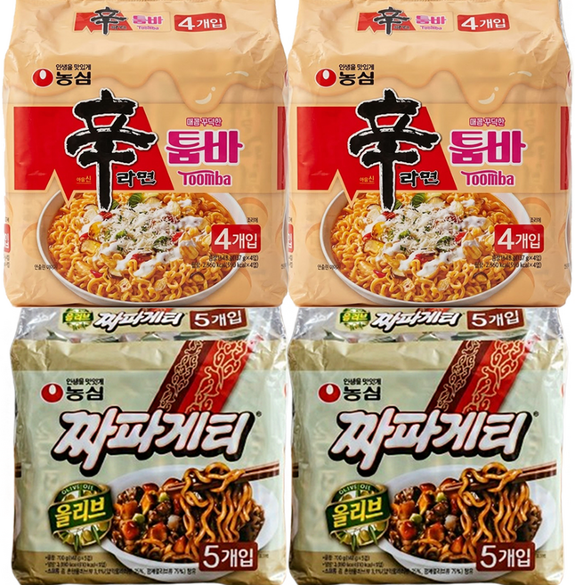 신툼2짜짜 (신라면 툼바 4입 2개 + 짜파게티 5입(멀티) 2개 ), 신툼2짜짜 (신라면 툼바, 4입, 2개 + 짜파게티,, 18개