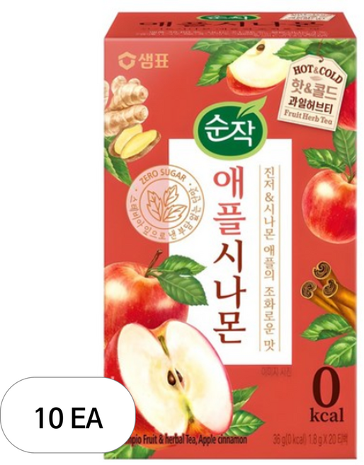 샘표 순작 애플시나몬 티백 / 콜드브루 과일허브티 허브차, 1.8g, 20개입, 10개
