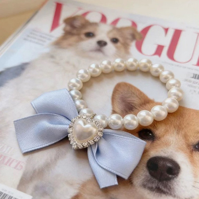 리노아 반려동물 선물 목걸이 펫 액세서리 고양이 강아지 공용 귀여운 장식 촬영 소품, 1개, 02블루