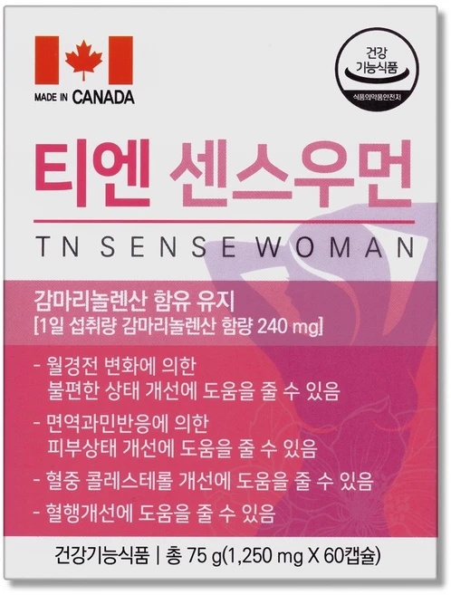 티엔 센스우먼 여성갱년기 PMS 감마리놀렌산 포뮬러 60캡슐, 1개, 60회분 - 쿠팡