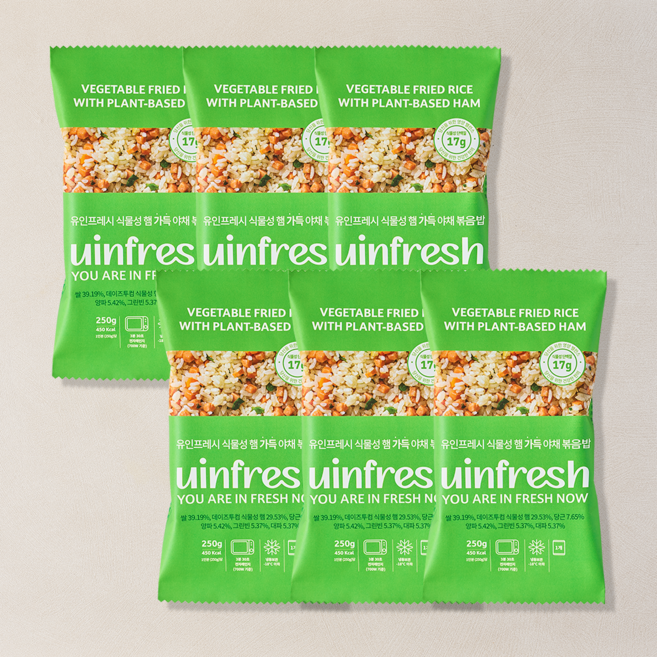 유인프레시 식물성 햄 가득 야채 볶음밥, 250g, 6개