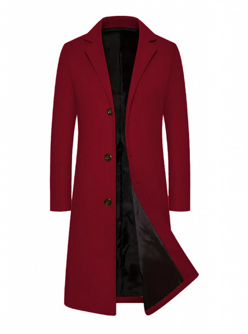 해피유통 남성 가을겨울 양모 롱코트 세련된 카라 단추 수트핏 아우터