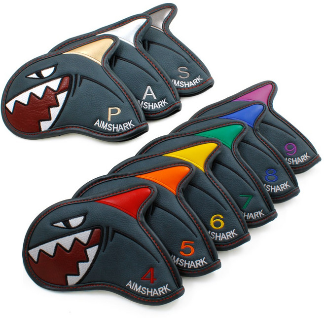 [Go!FFiT] 에임샤크 상어 아이언커버 골프채커버 9개입 세트 AIMSHARK, 01 에임샤크 컬러링 그레이, 1개