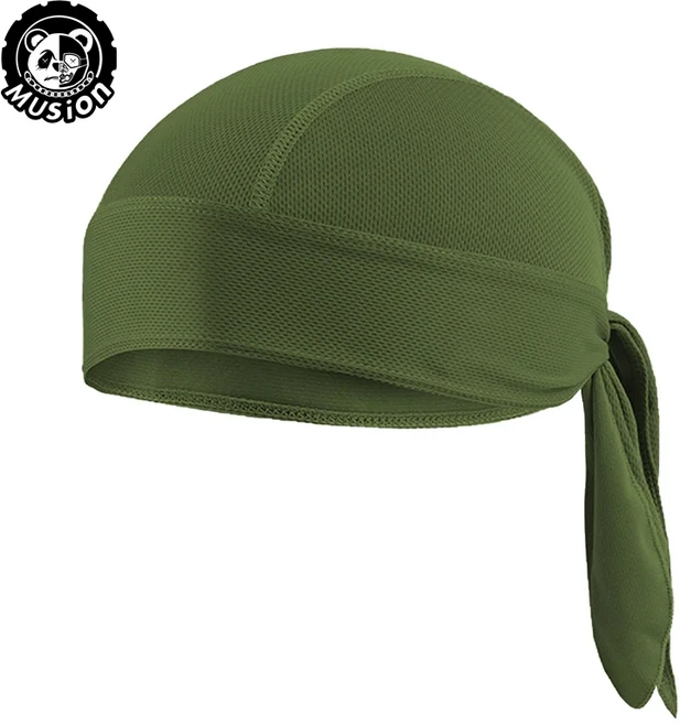 남성용 Musion Durag 사이클링 해적 모자 통기성 메쉬 두건 땀 흡수 헬멧 내부 헤드 커버, Army Green