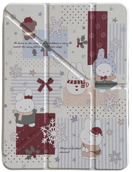 슈퍼리더 스마트 커버 Y형 아이패드 케이스 펜슬 수납 반투명 태블릿PC 보호케이스, 1개, 눈토끼