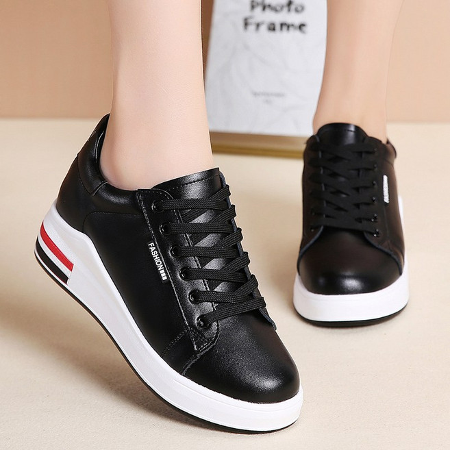 여성 키높이 스니커즈 통굽7cm 소가죽 발편한 여성 운동화 캐주얼 슈즈 워킹화 굽높은 운동화 여성 굽높은신발 발편한 여성신발BL-9038