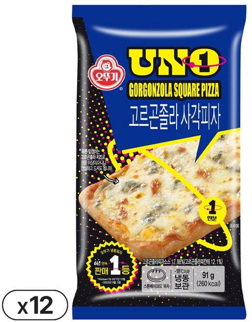 오뚜기 UNO 사각피자 고르곤졸라 91g 12개