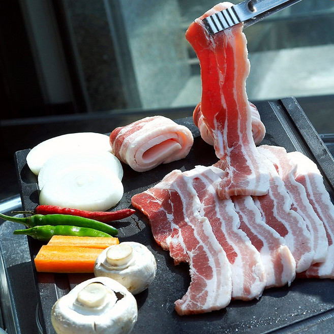 힐링미트 프리미엄 듀록삼겹살 스페인산 숯불구이용 2cm, 1kg, 1개