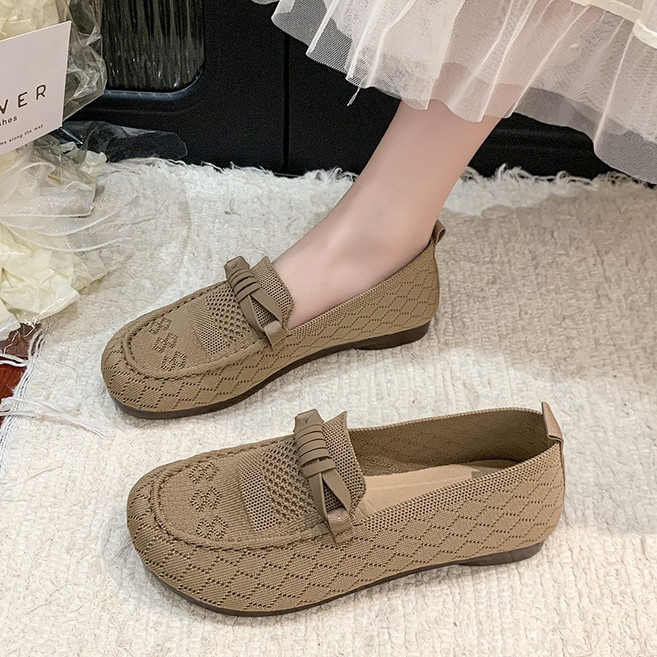 BLTER 여성 니트 메쉬 슬립온 여름 발편한 미끄럼방지 니트 스판 망사 샌들 컴포트 푹신푹신 가볍고 편한 신발 여성 스니커즈 엄마 신발 로퍼 여성 단화 워킹화 625-33