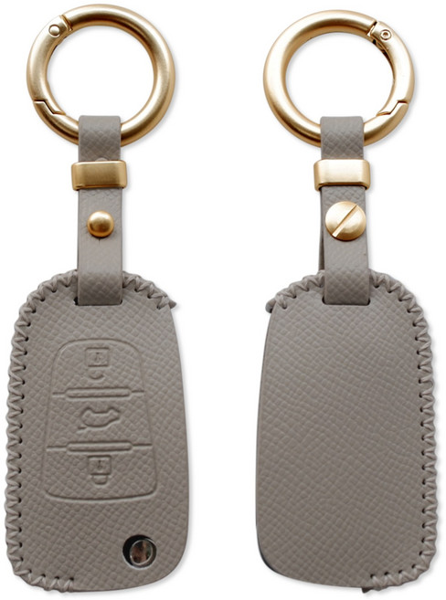 트니르 기아 현대 호환 3버튼 폴딩키 가죽 차 키케이스 교체 아반떼md 모닝 레이 쏘울 스포티지R 쏘렌토 봉고 YF쏘나타 I30 K5 K7 포르테 그랜저TG 천연소가죽+키링, 에토프그레이