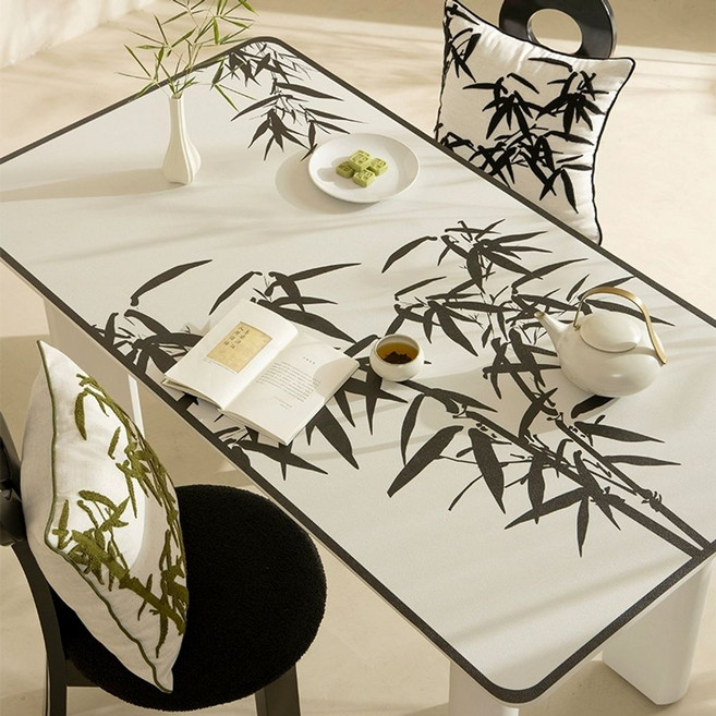 삼면거울 북유럽 빈티지 거울 인테리어 화장대 벽걸이, A. 블랙 대나무 가죽 데스크 매트, G. 70120c, H. 70130cm