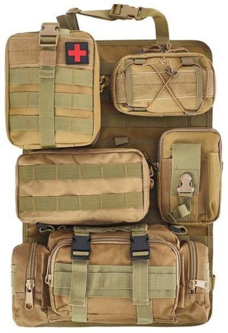 뒷좌석수납함 시트백 정리함 등받이 차량용품 필수, 범용 쿤청, 카키 세트, 1개