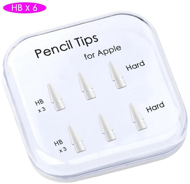 Peilinc 펜촉 apple 호환 Pencil 1 세대/2 세대 2 층 iPad Stylus Nib 부드럽고 단단한 3 년 동안 충분한 연필 팁, [02] White HBx6, 1개