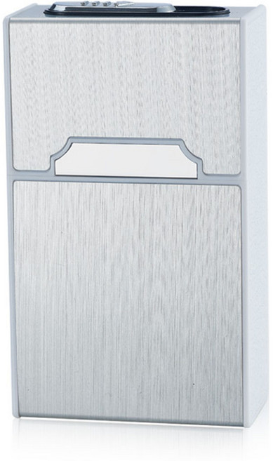 金屬拉絲滑蓋香菸盒 大容量防潮香菸收納盒, 銀色, 1個