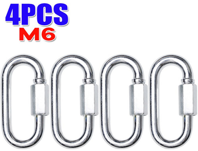 헤비 듀티 아연 도금 락 퀵 스크류 M5 링크 훅 M6 철제 체인 M4 카라비너 커넥터, M6 4pcs