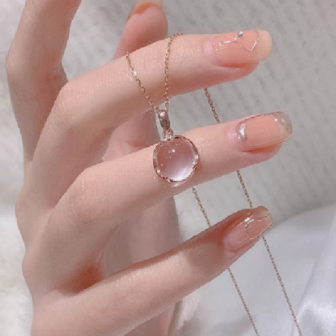 粉水晶輕奢四葉草項鍊女款2026年新款小衆鎖骨鏈