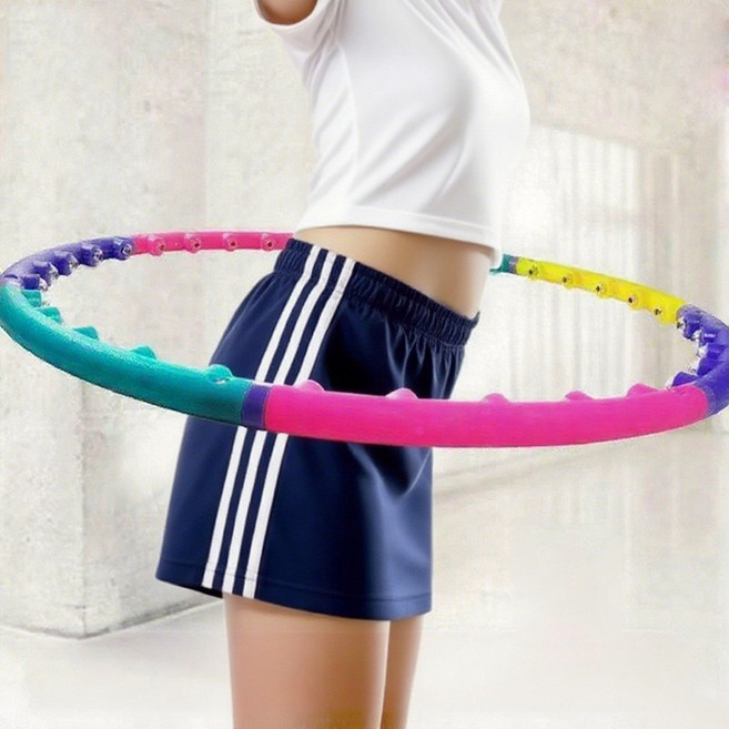 복나이트 웨이스트 지압 다이어트 훌라후프 뱃살지압 훌라후프효과, 1개, 무지개 색, 900g