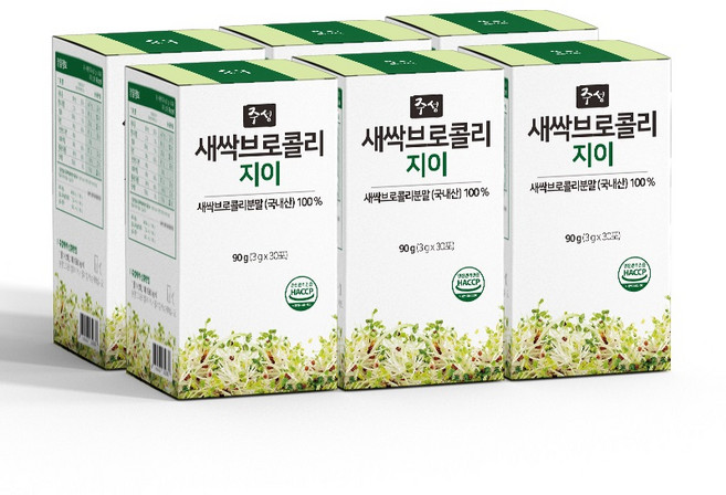 [새싹브로콜리지이] 무농약 haccp인증 새싹브로콜리 국내산 100% 분말 부모님선물, 90g, 6박스