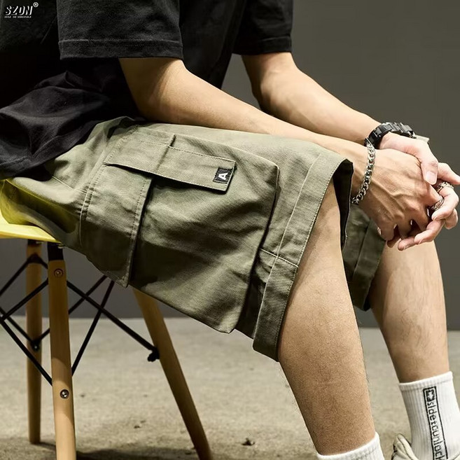 아톰닉 어반 카고 하프 팬츠 유틸리티 오버사이즈 반바지 헤비듀티 와이드 카고 쇼츠 빈티지 아미 카고 팬츠